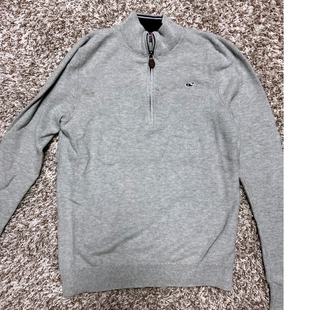 Vineyard Vines Boys Gray Quarter Zip Pullover Sweater Size Large L